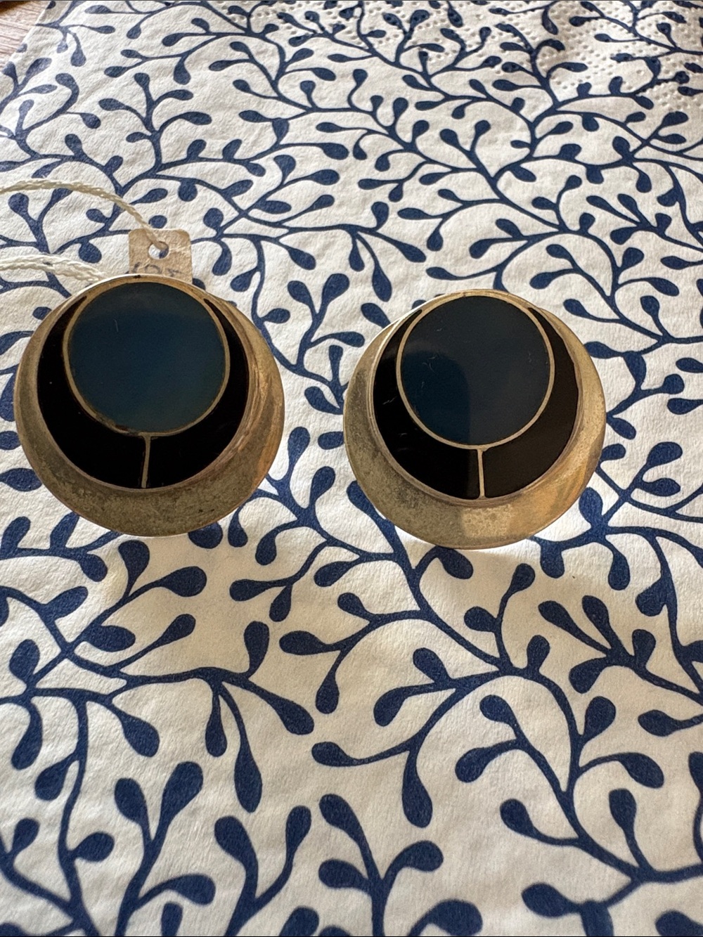 Gold and Black Round Statement Earrings